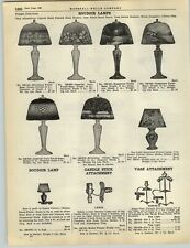 1928 PAPER AD Boudoir Hand Painted Art Glass Lamp Shade Russetone Pottery Base picture