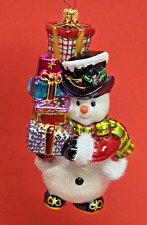 John Huras Iridescent Snowman Stacked Christmas Gifts Confetti Glitter Ornament picture