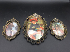 Vintage Victorian Style Convex Glass Oval Picture Frames Scroll Italy Set Of 3 picture
