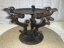 Vtg. Intricate Design CAST IRON CANDLE HOLDER/ VASE STAND HEAVY DUTY 3 LEGED picture