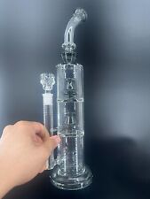 17in Heavy Clear Thick Glass Bong Water Pipes with 14mm Skull Bubbler picture
