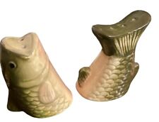Vintage Ceramic Bass Fish Salt and Pepper Shakers Fisherman Man Cave picture