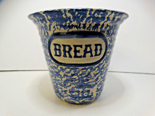 Spongeware Stoneware Blue Sourdough Bread Starter Jar Crock Salt Glaze Pot 6.5