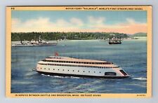Seattle WA-Washington, Puget Sound, Motor Ferry Kalakala, Vintage Postcard picture
