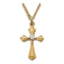 Gold Tone Elegant Cross With Rhinestone Pendant Necklace Gift for Women 18 In picture