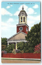 1940s AUGUSTA GEORGIA ST PAUL'S EPISCOPAL CHURCH UNPOSTED LINEN POSTCARD P4789 picture