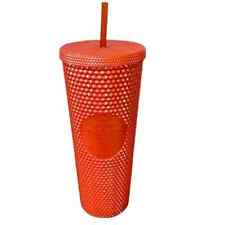 STARBUCKS GLOSSY ORANGE STUDDED TUMBLER FALL HALLOWEEN 2022 24 OZ COLD CUP picture