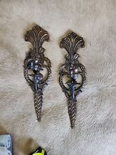 2-Vintage Solid Brass Candle Sconce Wall Hanging Decor Art 17