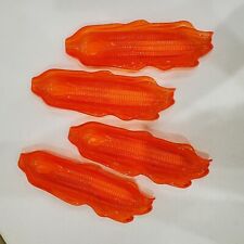 Corn On The Cob Tray Dishes Orange Transparant Sturdy Plastic Set of 4 picture