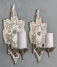 Pair of 1930's Art Deco Sconces, Chromed & Restored, New Wiring, Guaranteed picture