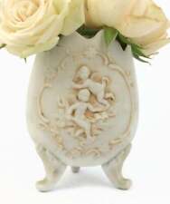 VTG Lefton Vase Cherub Cameo Cracked Egg Bisque Japan Floral Romantic Number 723 picture