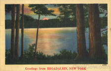 1947 Greetings From Broadalbin,NY Fulton County New York Linen Postcard 1C stamp picture