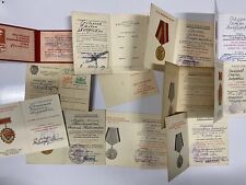 Lot Of 12 Old USSR Russia Documents And Certificates Of Medal Military WWII War picture