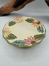 Longaberger Hand Painted Pottery Sunflower Pedestal Candle Holder / Mint Cond picture