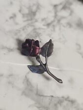 Red Rose Flower  Pewter Silver Tone Lapel Pin Hat Lanyard Pins Tie Tack picture