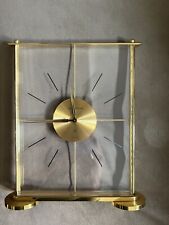 Vintage Brass & Lucite Jaeger Le Coultre Ultra Thin Clear Mantle Clock picture