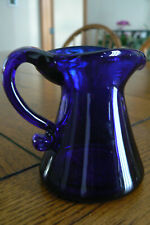 Vintage Cobalt Blue Glass Pitcher JW Shelton Hand Crafted FREE US SHIP picture