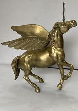 VINTAGE SOLID BRASS PEGASUS FLYING HORSE 12” Tall 6 LBS. GREAT DESKTOP DISPLAY picture