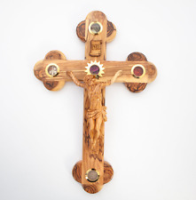 Carved Crucifix & Corpus with 5 Holy Land Essences, Holy Land Olive Wood, 15