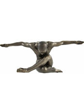 Bronzed Nude Male Sitting Legs Crossed Arms Outstretched Veronese Art Statue picture