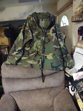 Military Issued Camouflage Cold Weather Parka,  Size Large Long Woodland Pattern picture