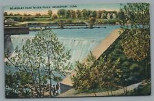 Beardsley Park Water Falls Bridgeport Conn CT Vintage Linen Postcard Unposted picture