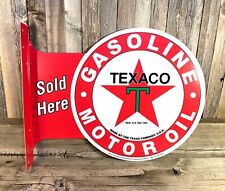 Texaco Gasoline Gas Oil Large Flange Metal Tin Sign Vintage Garage Man Cave New picture