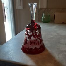 Czech Bohemian Ruby Red Cut to Clear Glass Bell picture