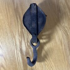 Large Antique Block Tackle Pulley Cast Iron Hook Double Heavy Duty Country Farm picture