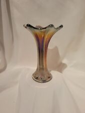 Vintage Dugan And Diamond Glass Wide Ribs Vase Gold Iridescent  picture