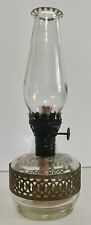 VTG Miniature Glass Oil Lamp Decorative Metal Band Lamplight Farms GrannyCore 8” picture