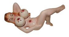 Vtg Full Body Naughty Naked Lady Jeweled Boobs & Belly Button Salt Pepper Shaker picture