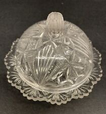 Vtg Clear Pressed Glass Childs Miniature Dome Covered Butter Dish MINT picture