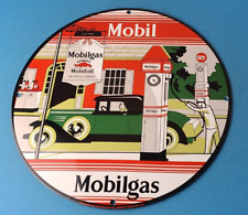 VINTAGE MOBIL MOBILGAS PORCELAIN GARGOYLE GAS OIL SERVICE STATION PUMP SIGN picture