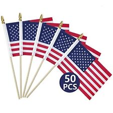 50 Packs Small American Flags on Stick,American Flags for Outside 4x6,Mini Am... picture
