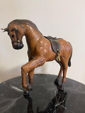 Vintage Leather Horse Figurine Sculpture Brown Equestrian picture