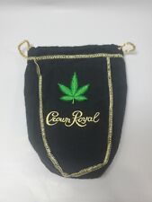Custom Crown Royal Black Bag Small Pint 375ml  w Pot Leaf Marijuana Weed Patch picture