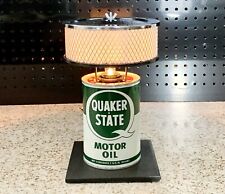 Authentic Quaker State Oil Can Lamp with Chrome Air Cleaner Shade picture