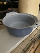 Vtg Pfizer Ware Enamelware Blue Cast Iron Pot Holes For Handle 7x3” Bakeware picture