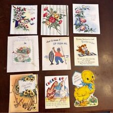 8 antique greeting cards birthday/etc 1950’s ephemera scrapbooking memorabilia picture