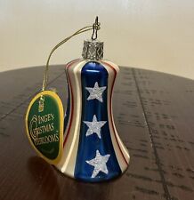 Inge’s Christmas Heirlooms Glass Stars and Stripes Patriotic Bell German Vtg picture