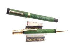 Vintage PARKER DUOFOLD Senior JADE Fountain Pen & Pencil set 14K M nib Restored picture