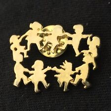 Ring Around The Rosey CTPM Gold Tone Pin Brooch Kids Children Playing Holding picture