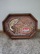 Schmidt Beer FLY FISHING Sign - Heileman Non-Illuminated Woodie - Vintage 1983 picture