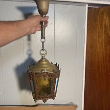 Vintage Slag Glass Octagonal Ceiling Light Fixture Antique Hanging Lamp Gorgeous picture
