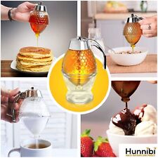 Hunnibi Honey/MAPLE SYRUP 8 OZ Dispenser - Acrylic GLASS JAR -New - NO DRIP picture