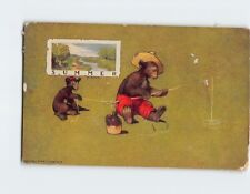 Postcard Summer with Bears Fishing Art Print picture