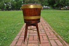 Antique English Oak & Brass Bound Champagne Cooler picture