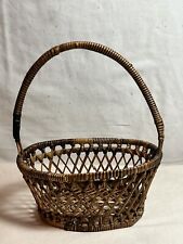 Antique/Vintage Wicker Bent Wood Accent Basket 6.5”x 3.5”x 7” Tall picture