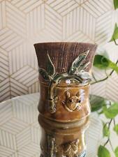 Vintage Handmade Stonewear Bamboo Frog Planter picture